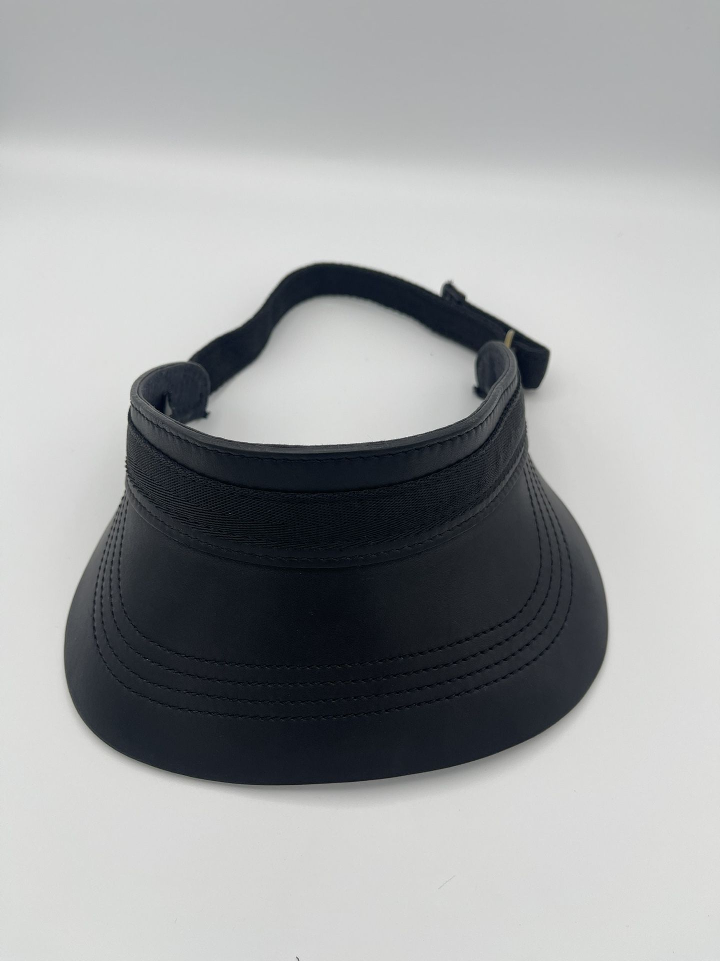 Luxury Adjustable Sun Visor – Black with Faux Leather Detail