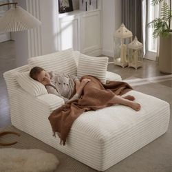 BRAND NEW 
Bybafun Oversized Chaise Lounge Chair Indoor Corduroy Sofa Bed with 2 Extra Throw Pillows Recliner Chair Comfy Large Deep Seat Sofa Couch f