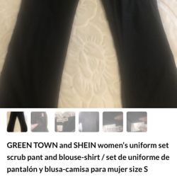 GREEN TOWN and SHEIN women’s uniform set scrub pant and blouse-shirt / set de uniforme de pantalón y blusa-camisa para mujer size S