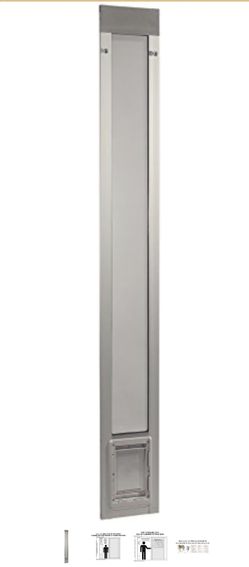 Ideal Pet Products Aluminum Pet Patio Door, Adjustable Height 77-5/8" to 80-3/8", 5" x 7" Flap Size, Mill/Silver