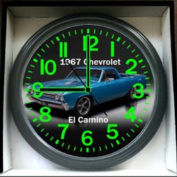1967 Chevy Chevrolet El Camino Glow In The Dark Wall Clock New!