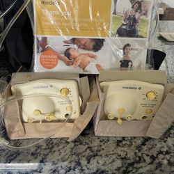 Two Medela Pumps With Accessories And Bag