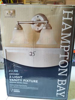 Hampton bay ashhurst 2 light bathroom vanity light fixture in brushed nickel