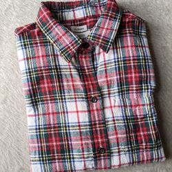 LL Bean Top Shirt Plaid Flannel Womens XS /Girls L