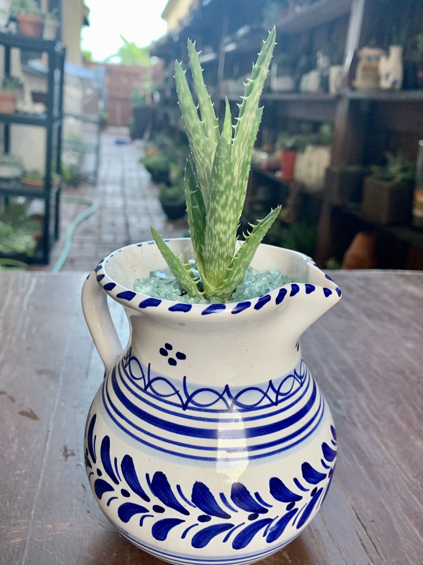 Blue and white jug vase