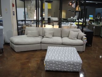 Alder & Tweed Kayden Left Facing Cuddler Sofa - Beige (Warm Flax) | Sectional | L-Shaped Couch