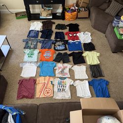 Boys spring/summer size 4/5 & 4T clothes. Some may have light stains/cracks/faded