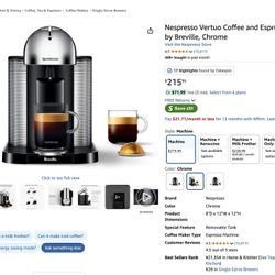 Nespresso Vertuo Coffee and Espresso Maker by Bree