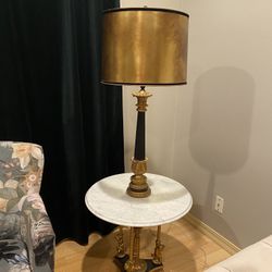 Antique lamp with marble table