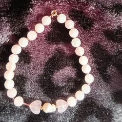 14 K Gold Rose Quarts  Love Bracelet 