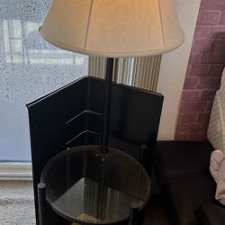 Night Stand with 2 Round Glass Shelves 