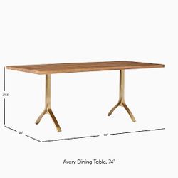 West Elm Avery Dining Table and Crest Bentwood Dining Chairs (4)