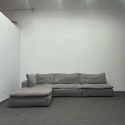 4 Piece Grey Cloud Couch | Oversized Deep Seat Sectional Sofa | RH Style | Delivery Available