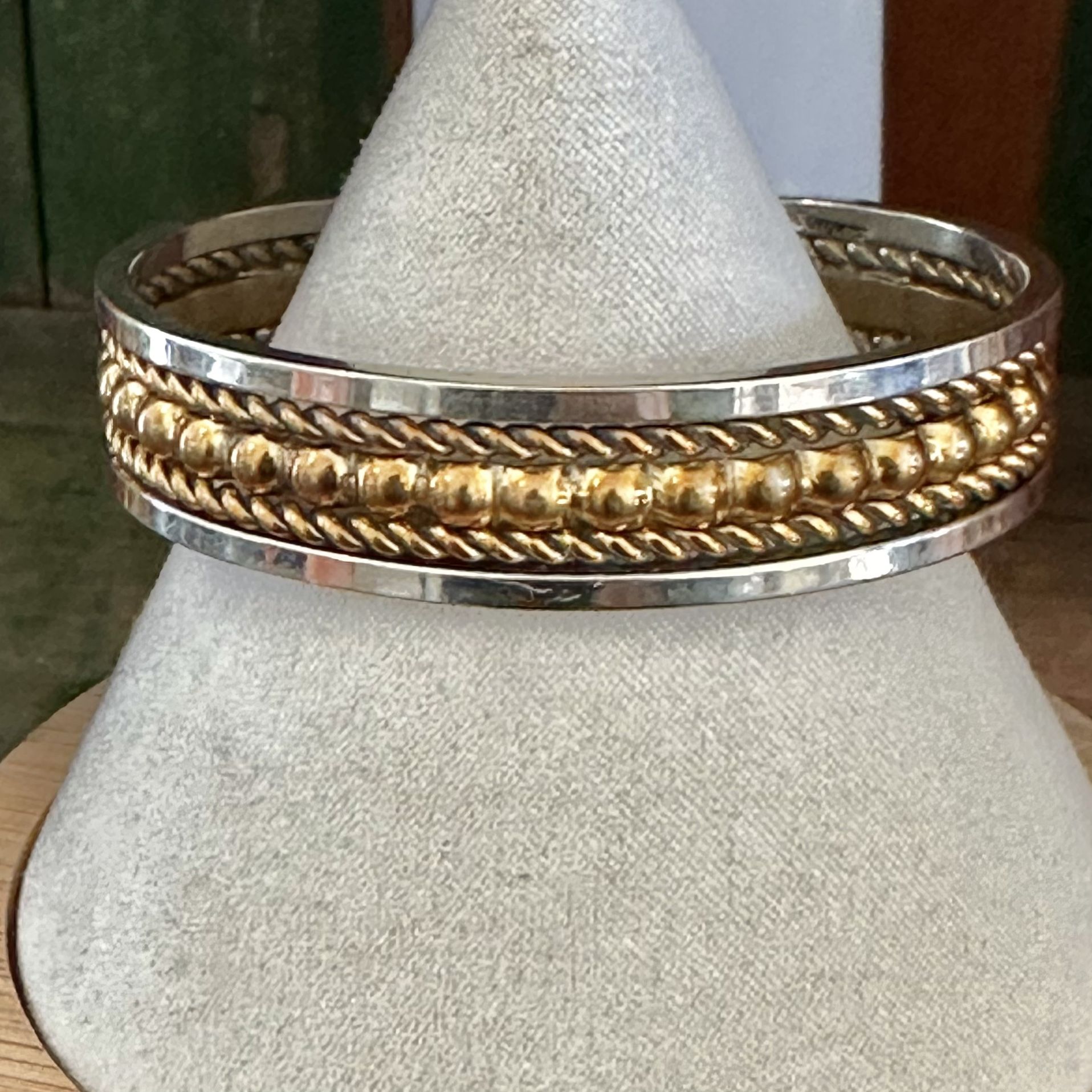  Braided Sterling Silver, Brass & Copper Cuff Bracelet