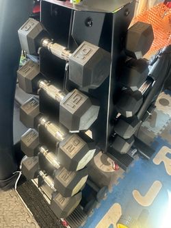 Set of 5,8,10,15,20,25,30 lbs dumbbells with rack new