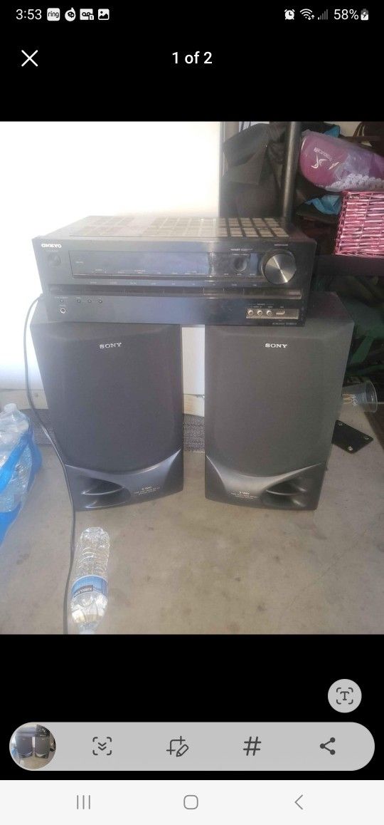 onkyo receiver with 2 Sony speakers sounds amazing