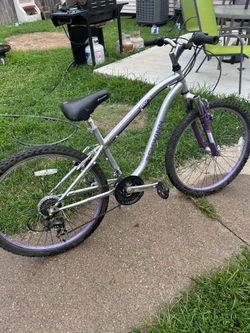 26 inch Schwinn, silver and purple