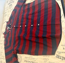 Long Sleves Red and Dark Stripes Shirt XXL