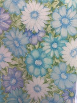 One vintage Monticello Cannon Twin Flat Sheet - Flower Power 1970's big floral  Aqua Blue, Purple, Green  Made in USA  50/50 no iron muslin