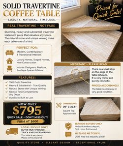 GENUINE TRAVERTINE TABLE