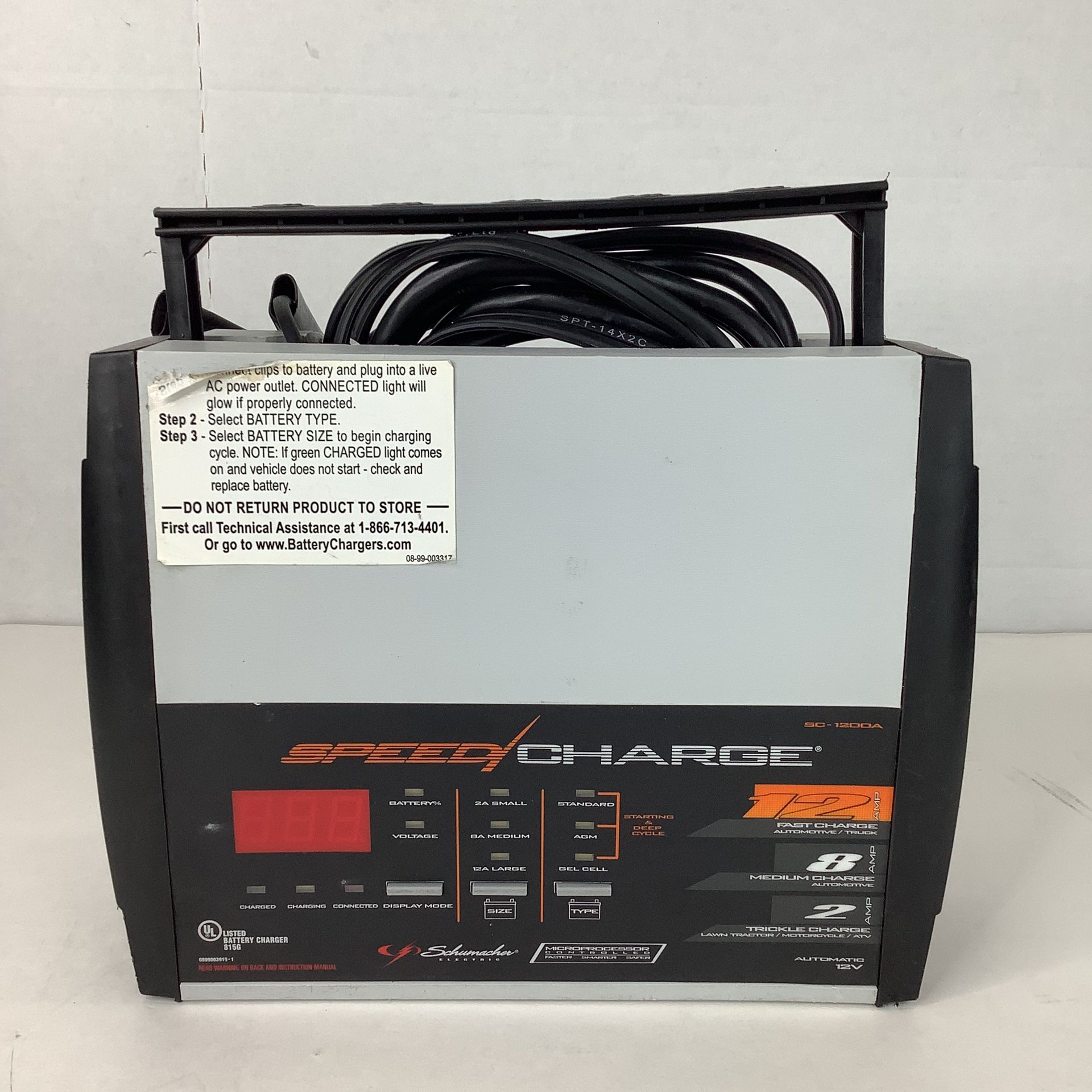 Schumacher Electric 1200A 3/6/12 Amp Speed Charger/Maintainer/Tester