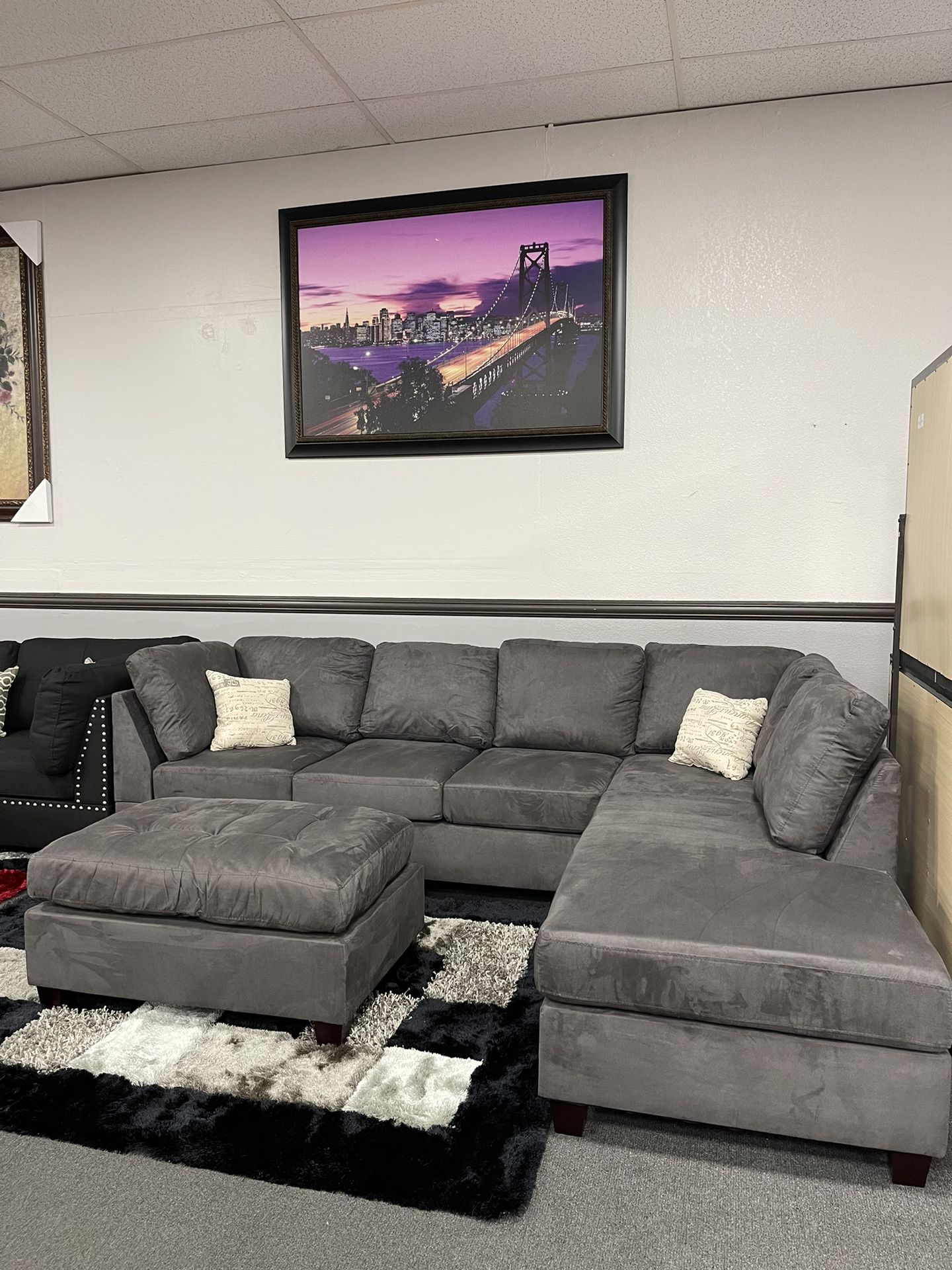 Gray Sofa Sectional w/ Reversible Chaise 