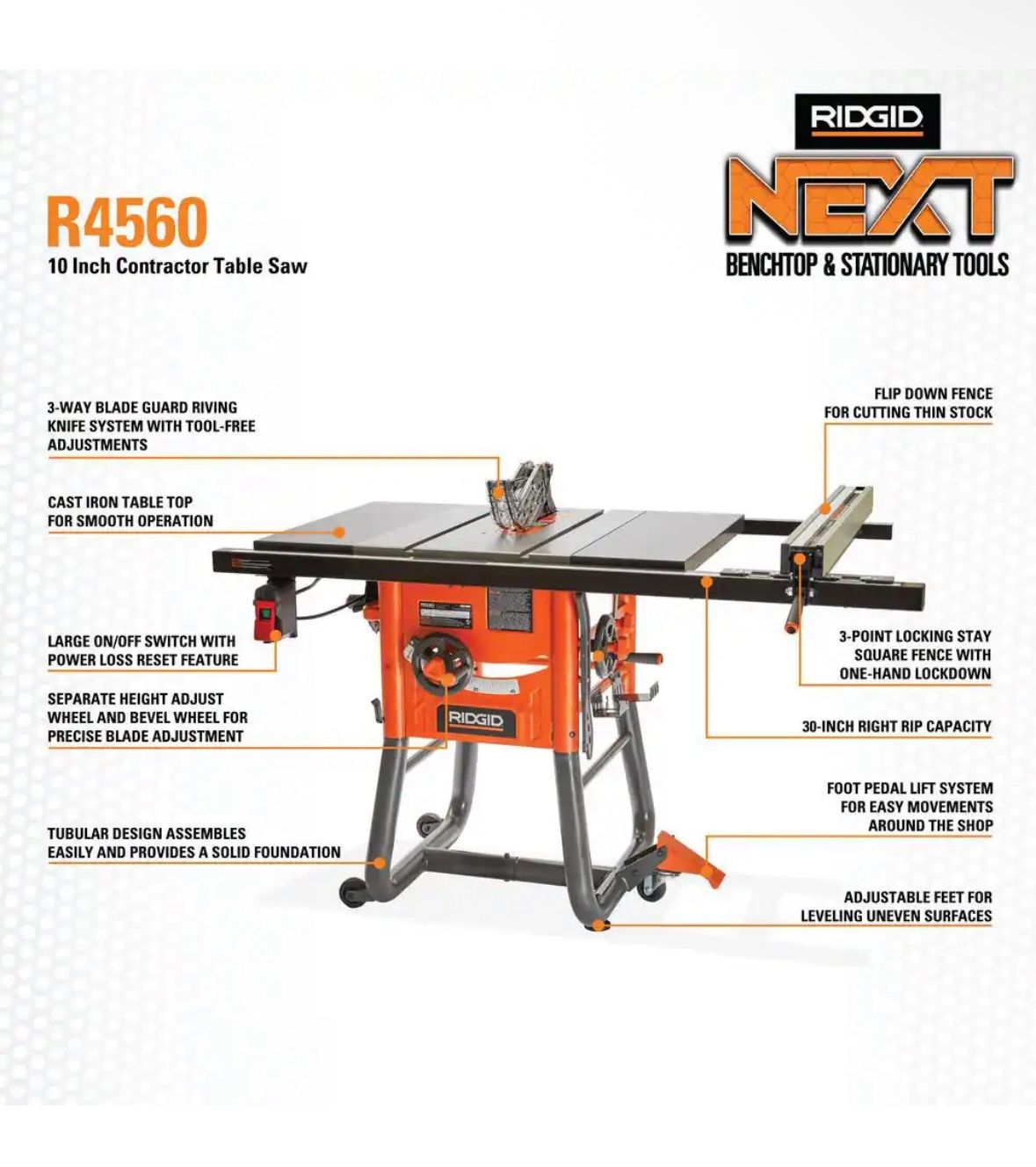 Ridgid 10 Inch Contractor Table Saw