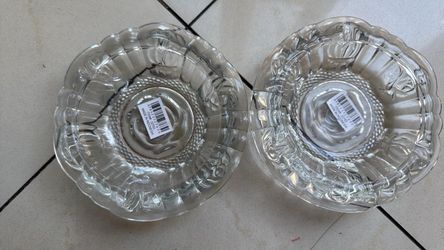 Pair of Clear Decorative Glass Bowl