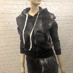 Tie-dye Drawstring Hooded Sweatshirt & Pants Set