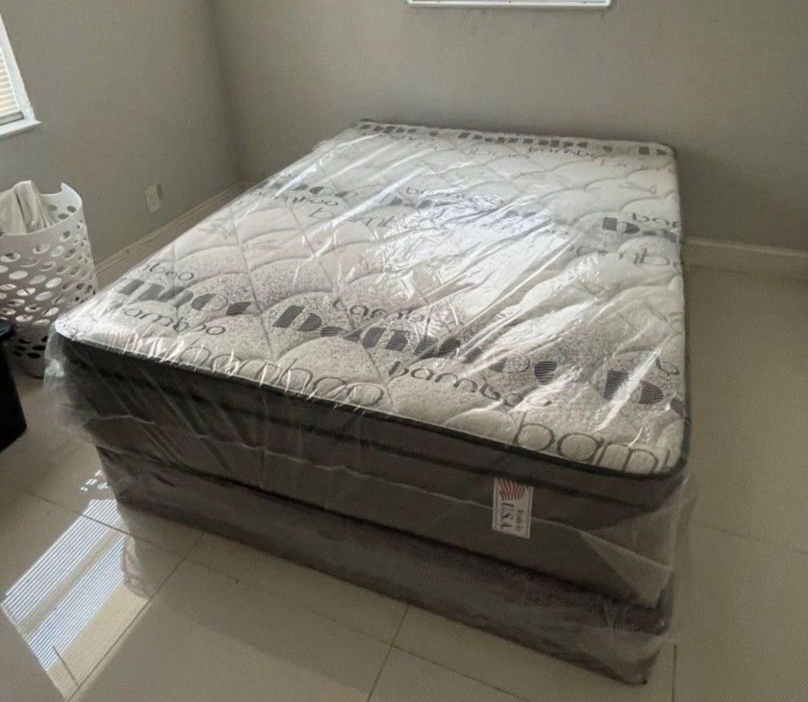 Queen Size Pillowtop Mattress + Box Spring