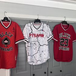 3 Black Pyramid Baseball Jerseys Size 2XL