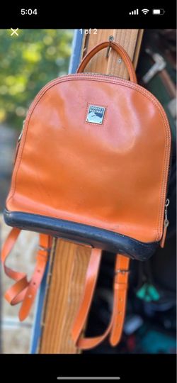 Dooney & Bourke Leather Backpack – Orange/Tan