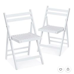 Folding Bistro Chairs Set of 2, Waterproof Dining Chairs with Wooden Back, for Indoor Outdoor Kitchen Wedding Picnic, White