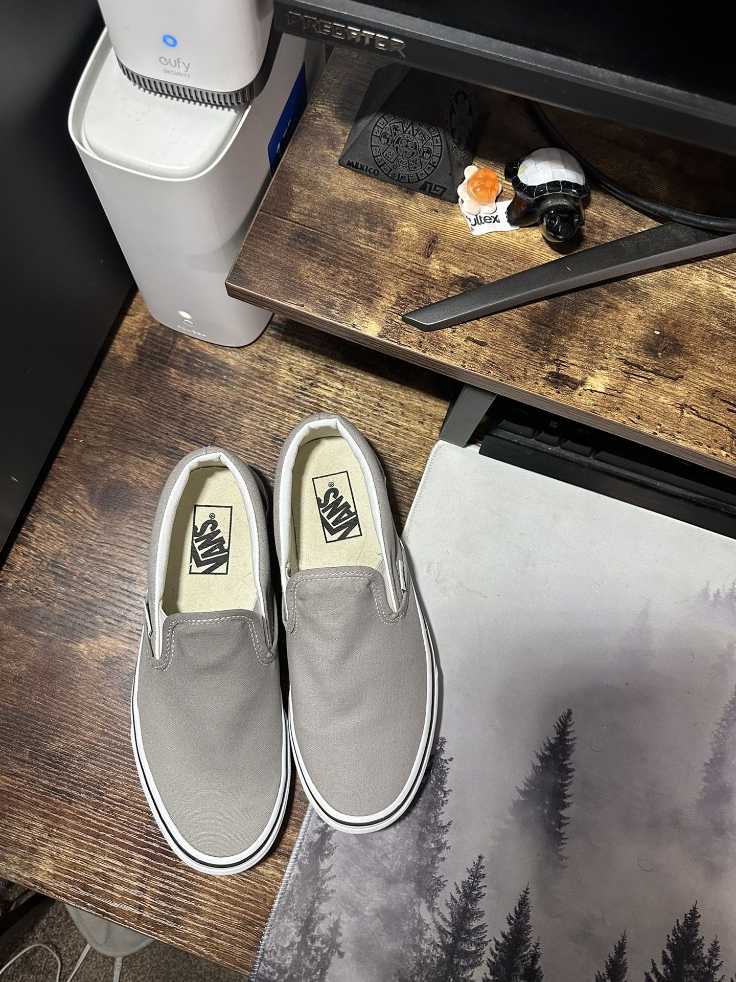 Vans Light Gray Slip Ons 7men 8.5women