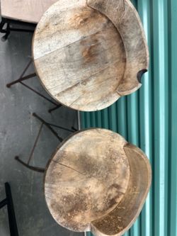 Rustic Wooden Dough Bowl Set of 2