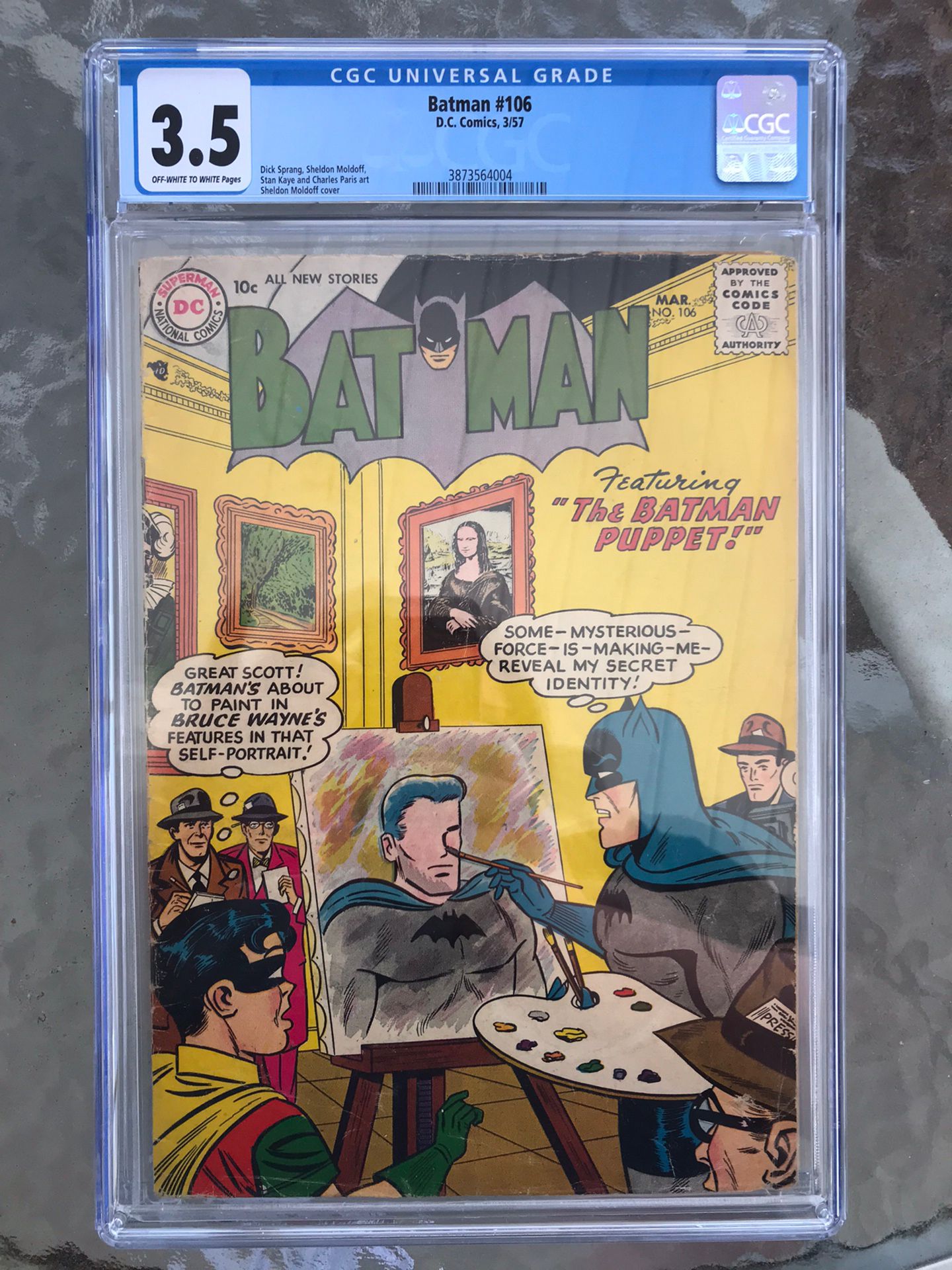 Batman #106 (1957) CGC 3.5 — O/w to white pages; Moldoff Identify Reveal Cover