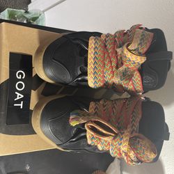 Lanvins Black Leather Curb Sneakers