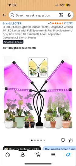 Grow Lights (3) Like New
