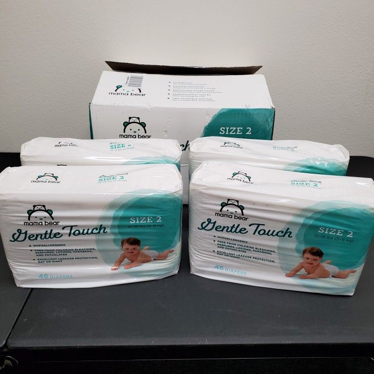 New Case Of Mama Bear Gentle Touch Diapers, Size 2 184 Count