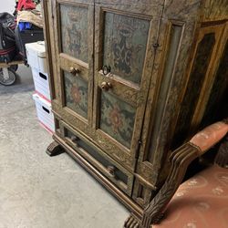 Mueble Antigua De Madera Pintado A Mano 