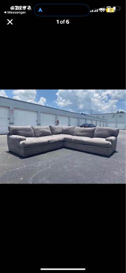 Gray Cindy crawford Fabric Couch Sectional Sofa