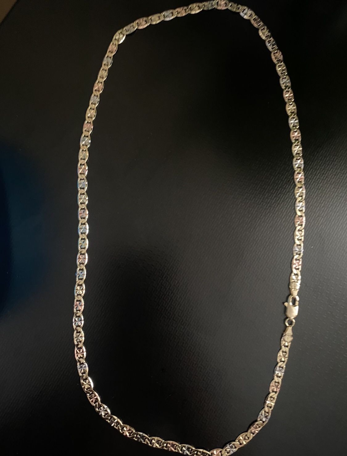 Gold plated tricolor valentino chain 24in 5mm