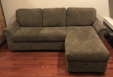 Green L Sectional Full Chaise w Storage Transformable Queen