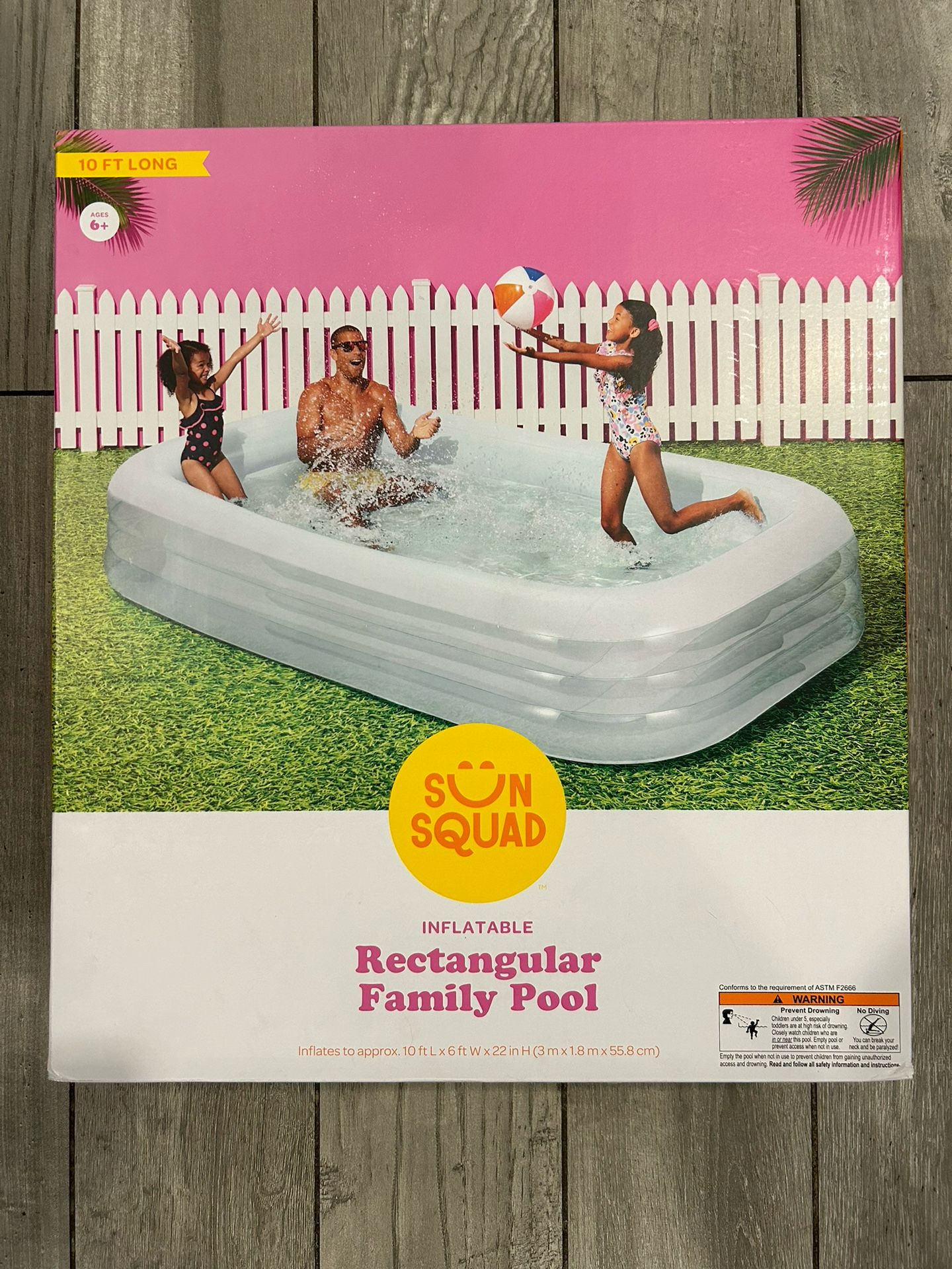 6' x 22" Deluxe Rectangular Family Pool Blue - Sun Squad