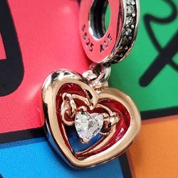 Pandora Two-tone Radiant Heart Dangle Charm