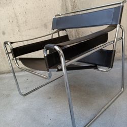 Chrome And Leather Vintage Reproduction Of The Iconic Wasilly Chair