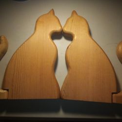 Two Large Solid Wood Plain A Craft Supply Large Cat Sitting Cat Tail Rotate Wood Cut Art Supply Blank Canvas Make It Any Way You Like Be Creative Gift