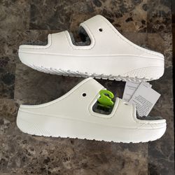 Crocs Classic Cozzzy Sandal Men 4/Women 6 White/Gray Lined Slide Faux Fur New