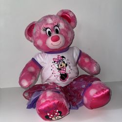 Disney BAB Build A Bear Pink Polka Dot Minnie Mouse Plush Bear 17"