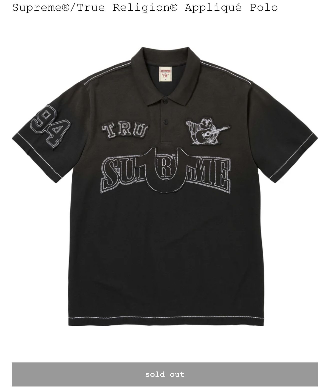 Supreme/True Religion  Appliqué Polo 